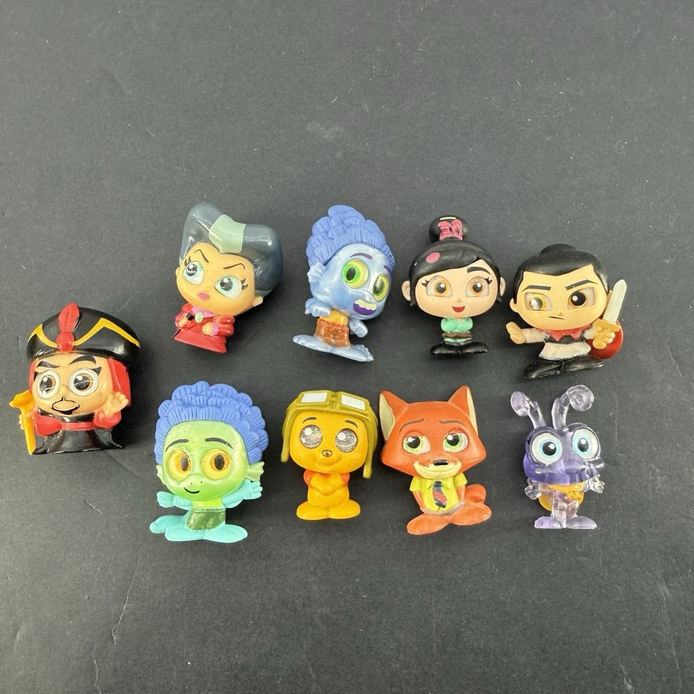 Disney Doorables Mini Figure Lot of 9 Pixar Glitter Eyes Assorted Characters